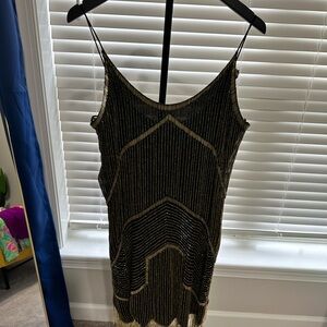 Black and Gold Beaded 1920s Dress